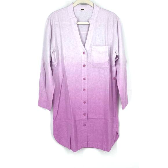 Young Fabulous & Broke Oceanside Shirt Dress Linen Thistle Ombre Purple White - Picture 9 of 11